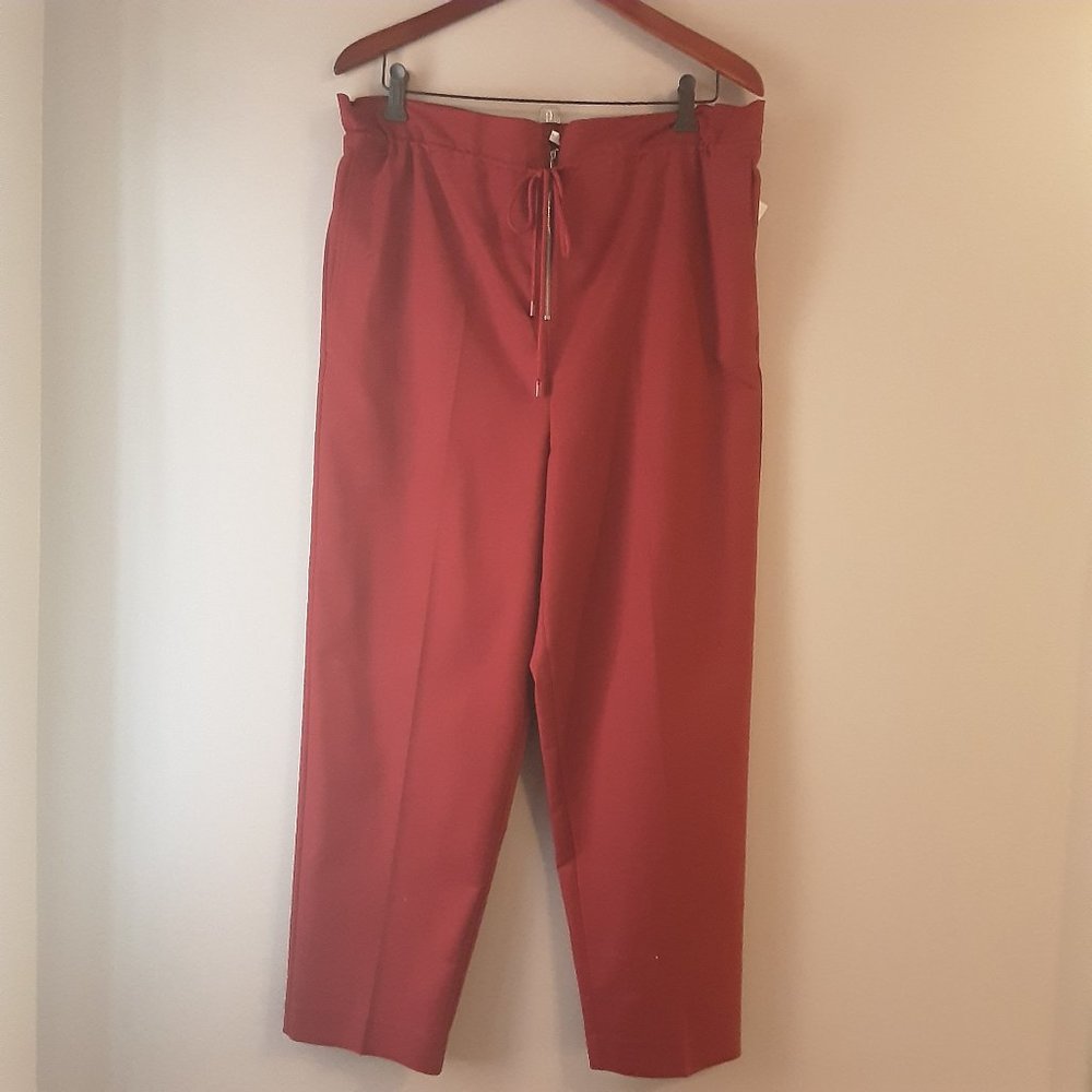 New Mango MNG Suit Women's Cotton Super High Waist Drawstring Oversize Pants, 6